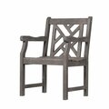 Homeroots 36 x 22 x 22 in. Distressed Gray Patio Armchair with Diagonal Design 389997